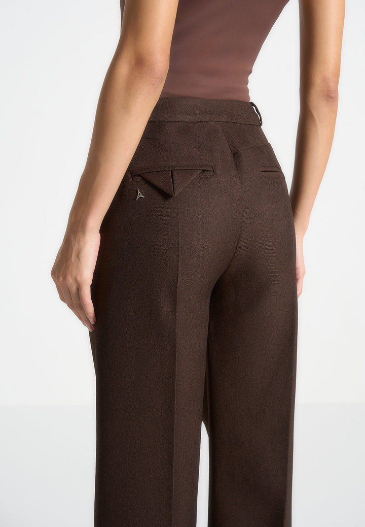 Julie - Tailored Twin Pleat Trousers - Brown
