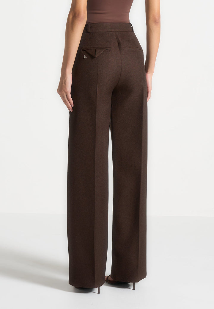 Julie - Tailored Twin Pleat Trousers - Brown