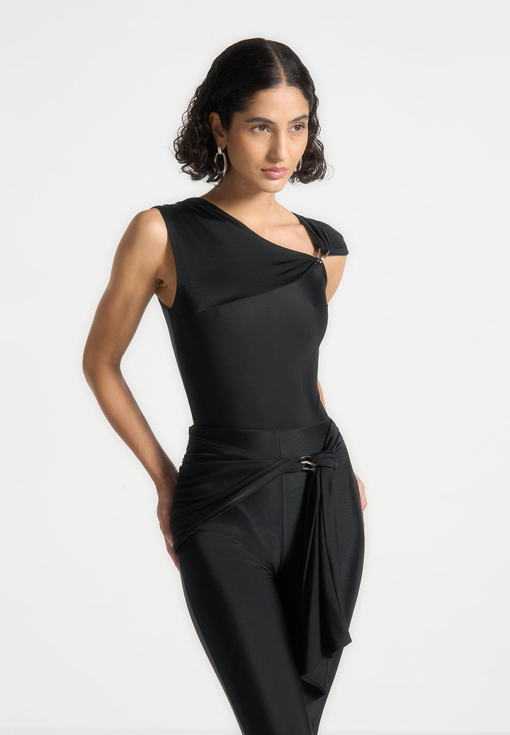 Bodysuit with Hardware Detail - Black