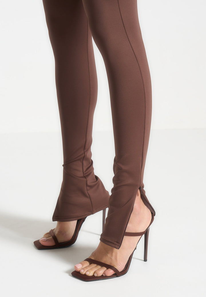 Chloe - High Waisted Leggings - Brown