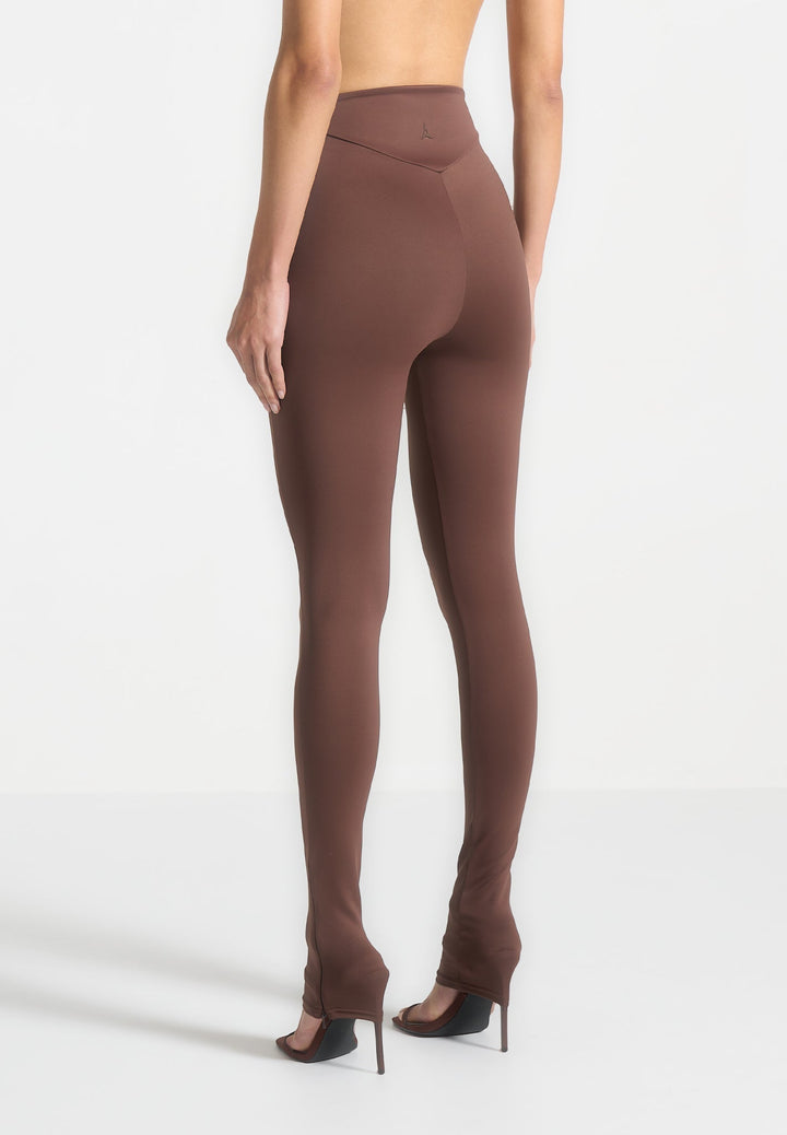 Chloe - High Waisted Leggings - Brown
