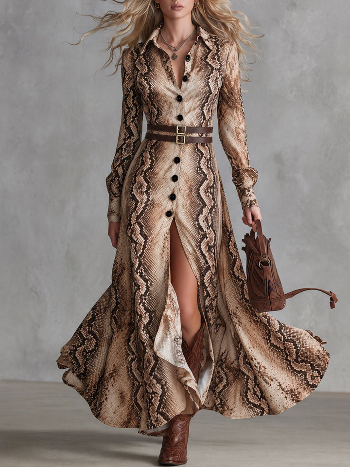 Esther | Vintage Snake Print Maxi Dress