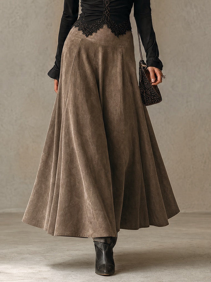Abigail | Lace Top &amp; Suede-Look Maxi Skirt Set
