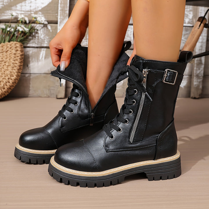 Henrietta™ | Lace-Up Side-Zip Combat Boots