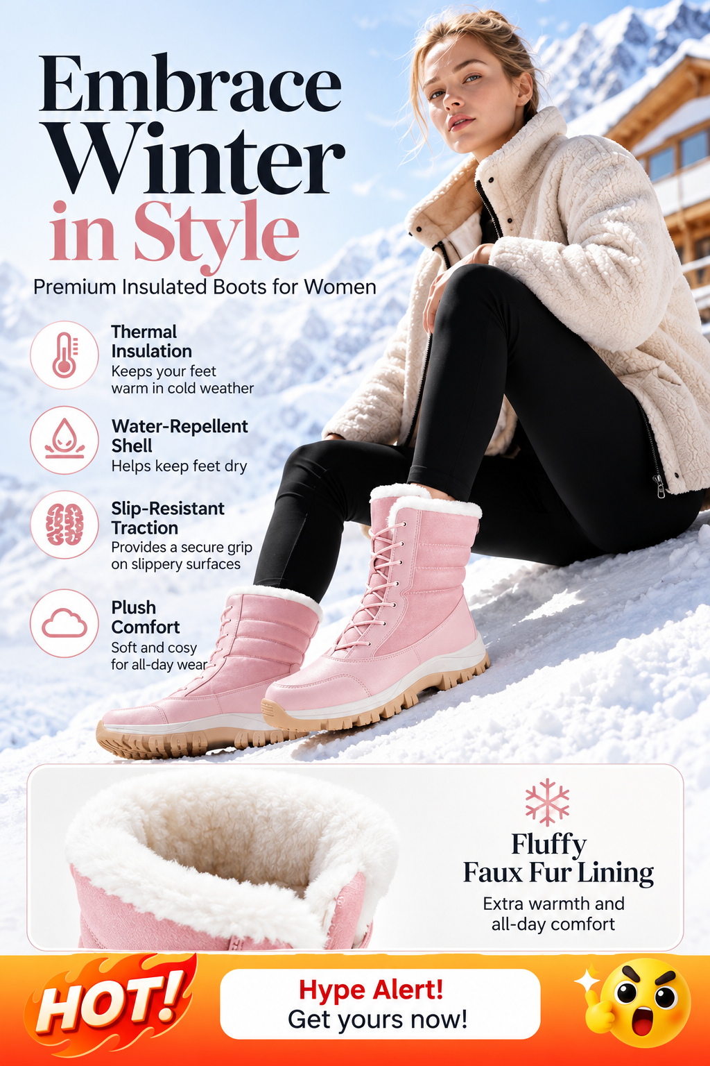 Apple | Waterproof Plush-Lined Mid-Calf Snow Boots