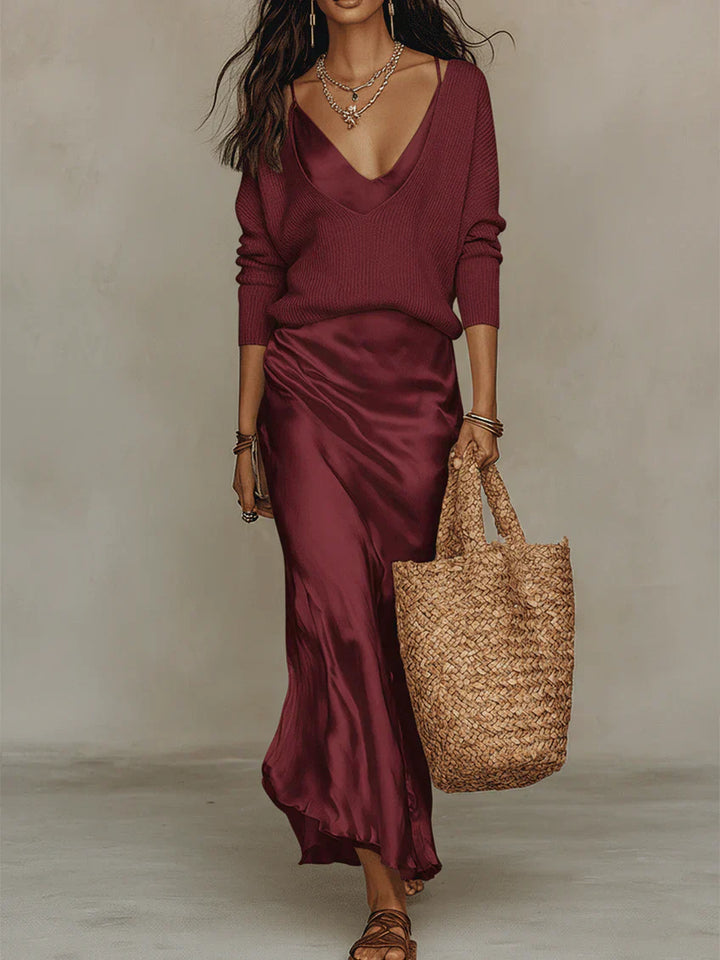 Solène Slip Dress &amp; Knit Set