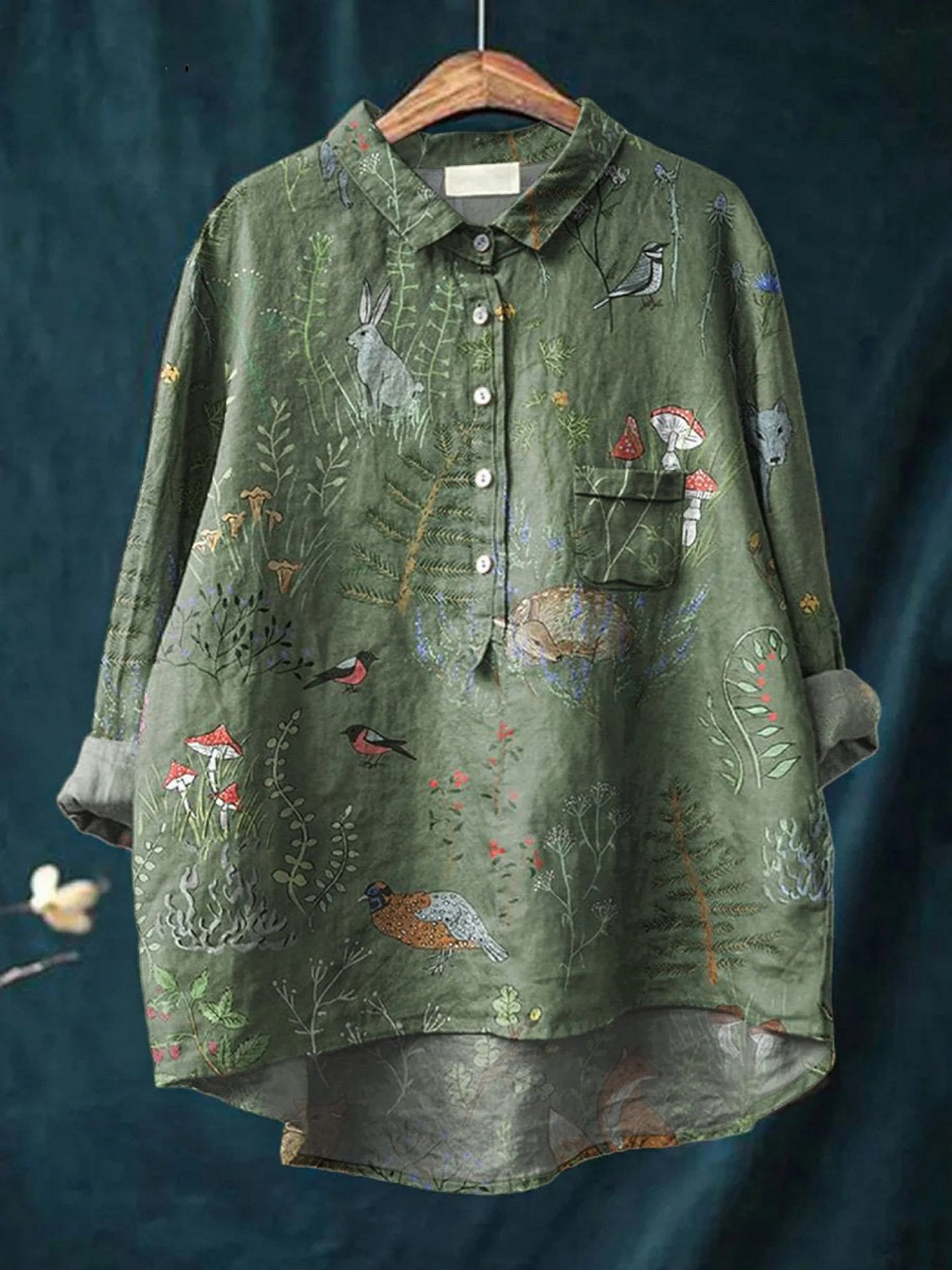 Averill | Woodland And Animals Repeat Pattern Printed Women&