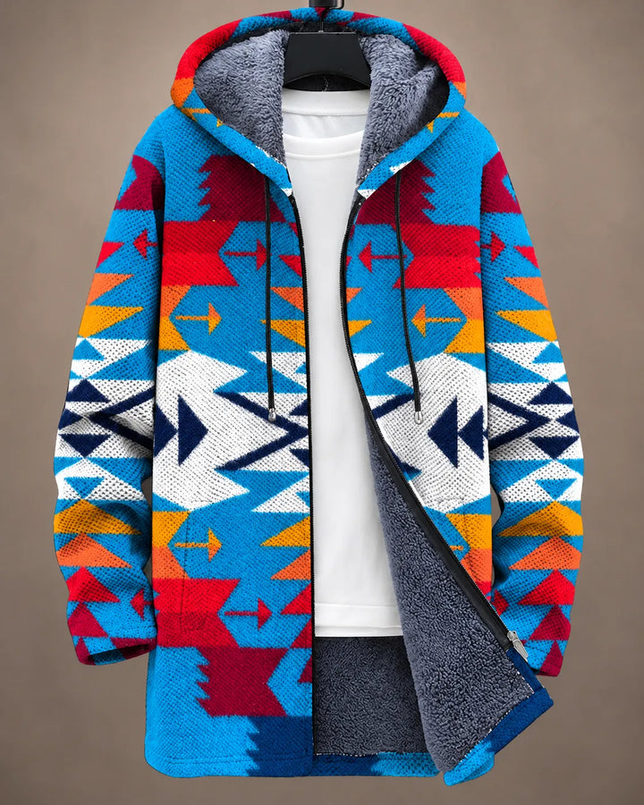 Kathy | Colorful Geometric Hooded Jacket
