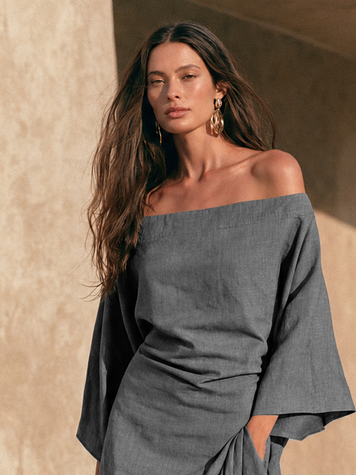 Hazel | Off-Shoulder Ruffle Hem Maxi Dress
