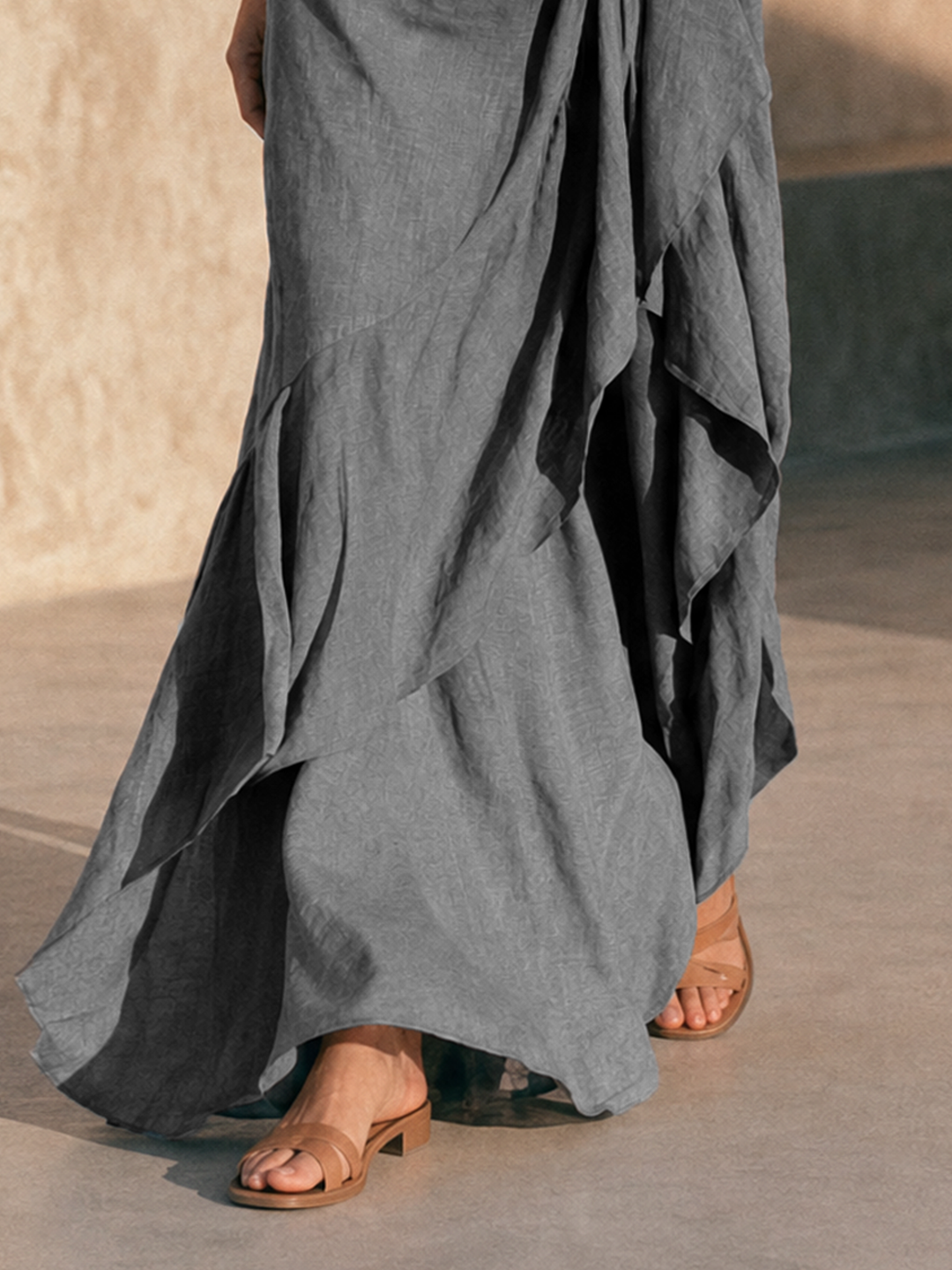 Hazel | Off-Shoulder Ruffle Hem Maxi Dress