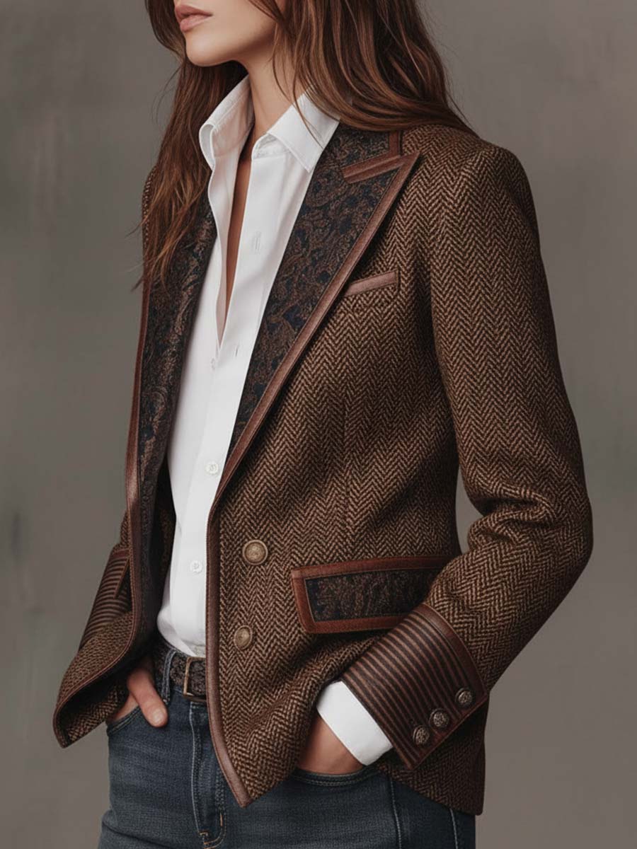 Hollis | Herringbone Panel Blazer