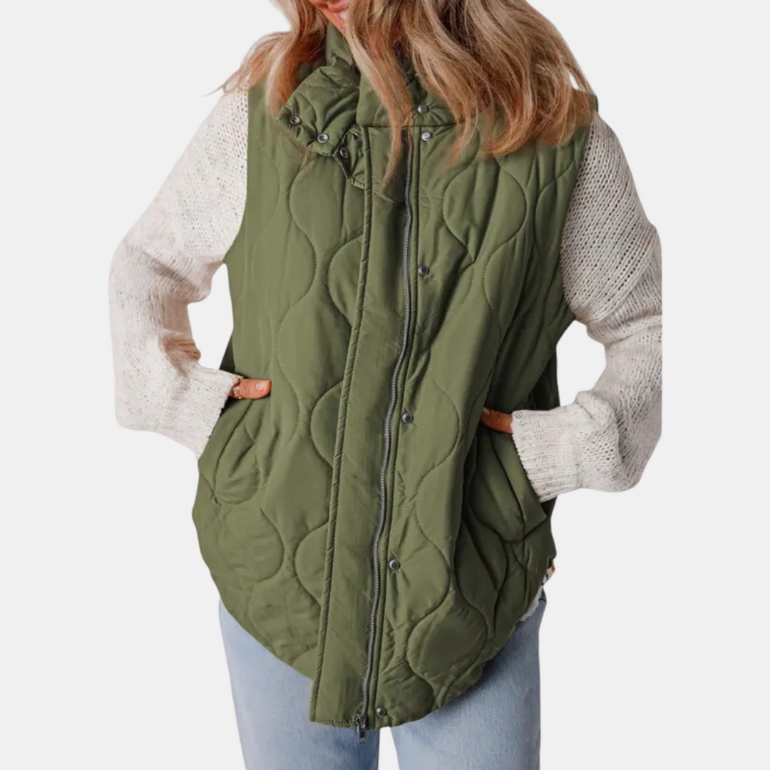 Abby | Quilted Puffer Vest (zip-up, snap button)