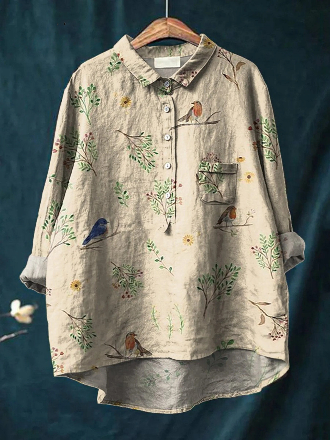 Lorelai | Boughs And Robin Birds Pattern Printed Women&