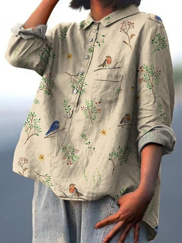 Lorelai | Boughs And Robin Birds Pattern Printed Women&