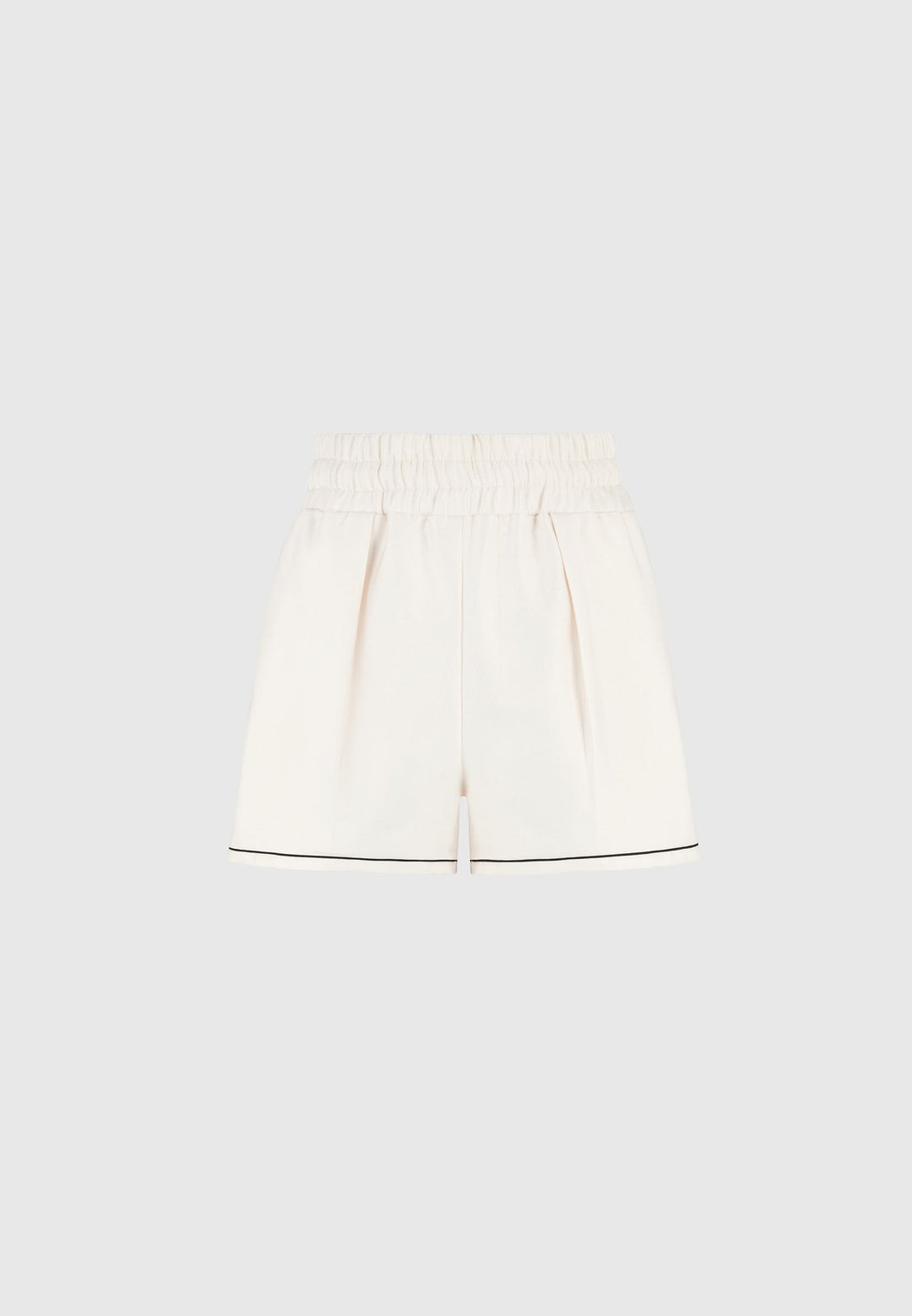 Melanie - Satin Shorts with Piping - Off White