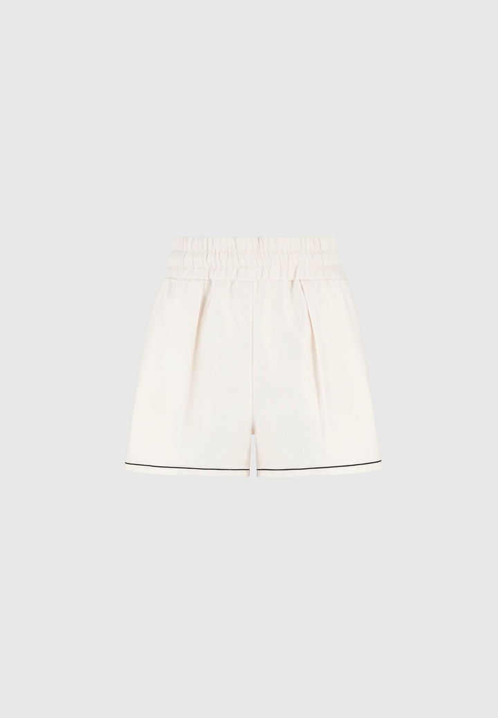 Melanie - Satin Shorts with Piping - Off White