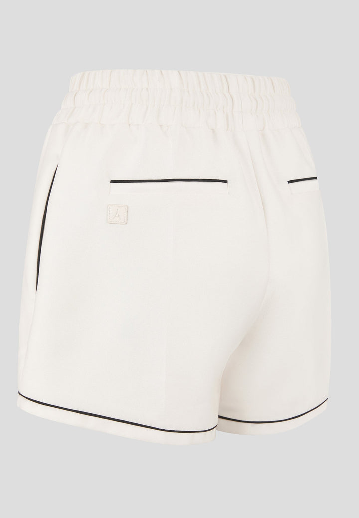 Melanie - Satin Shorts with Piping - Off White