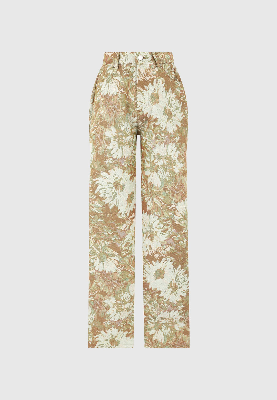 Florence - Jacquard High Rise Straight Leg Jeans - Sage