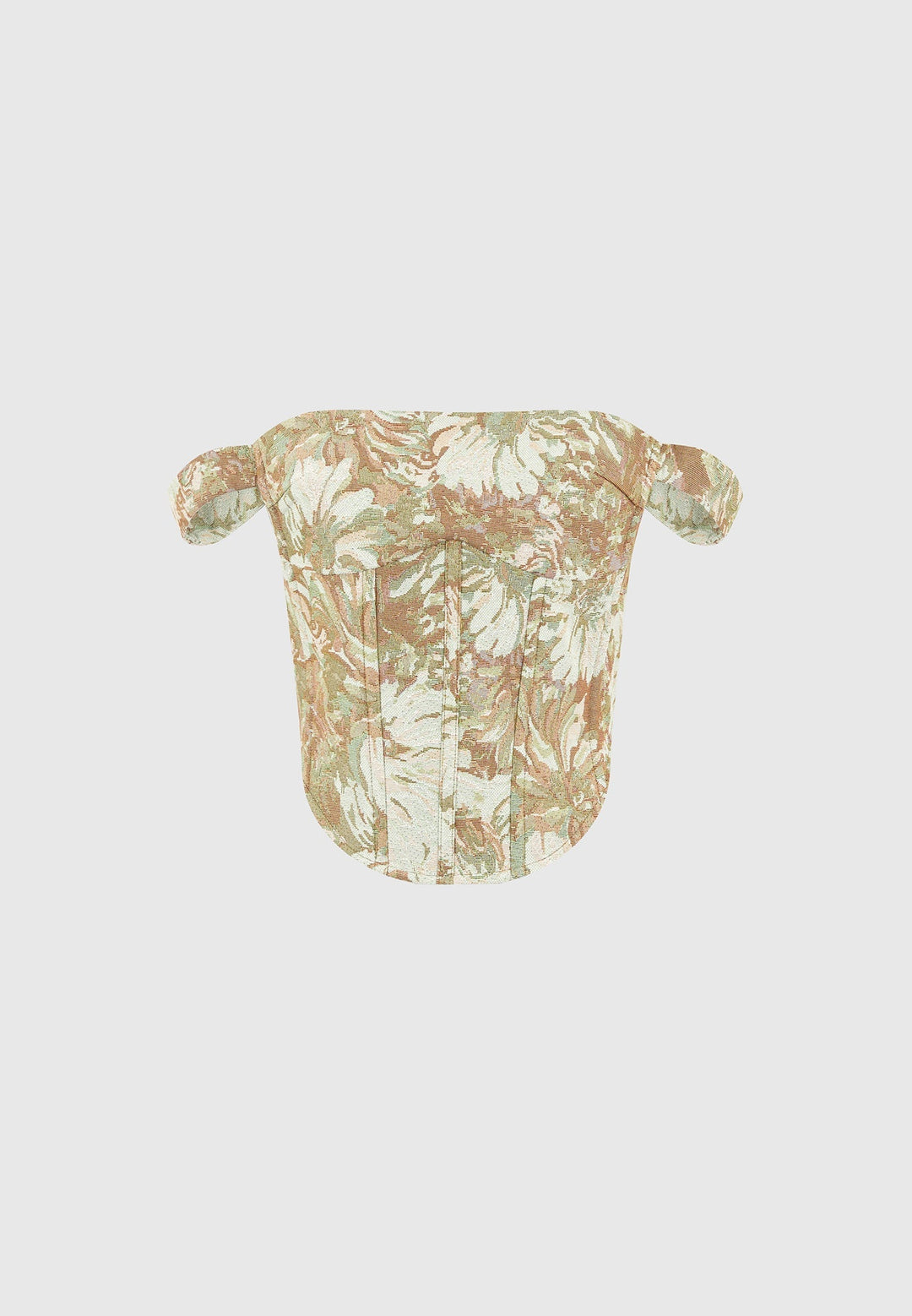 Bonnie - Jacquard Bardot Corset Top - Sage