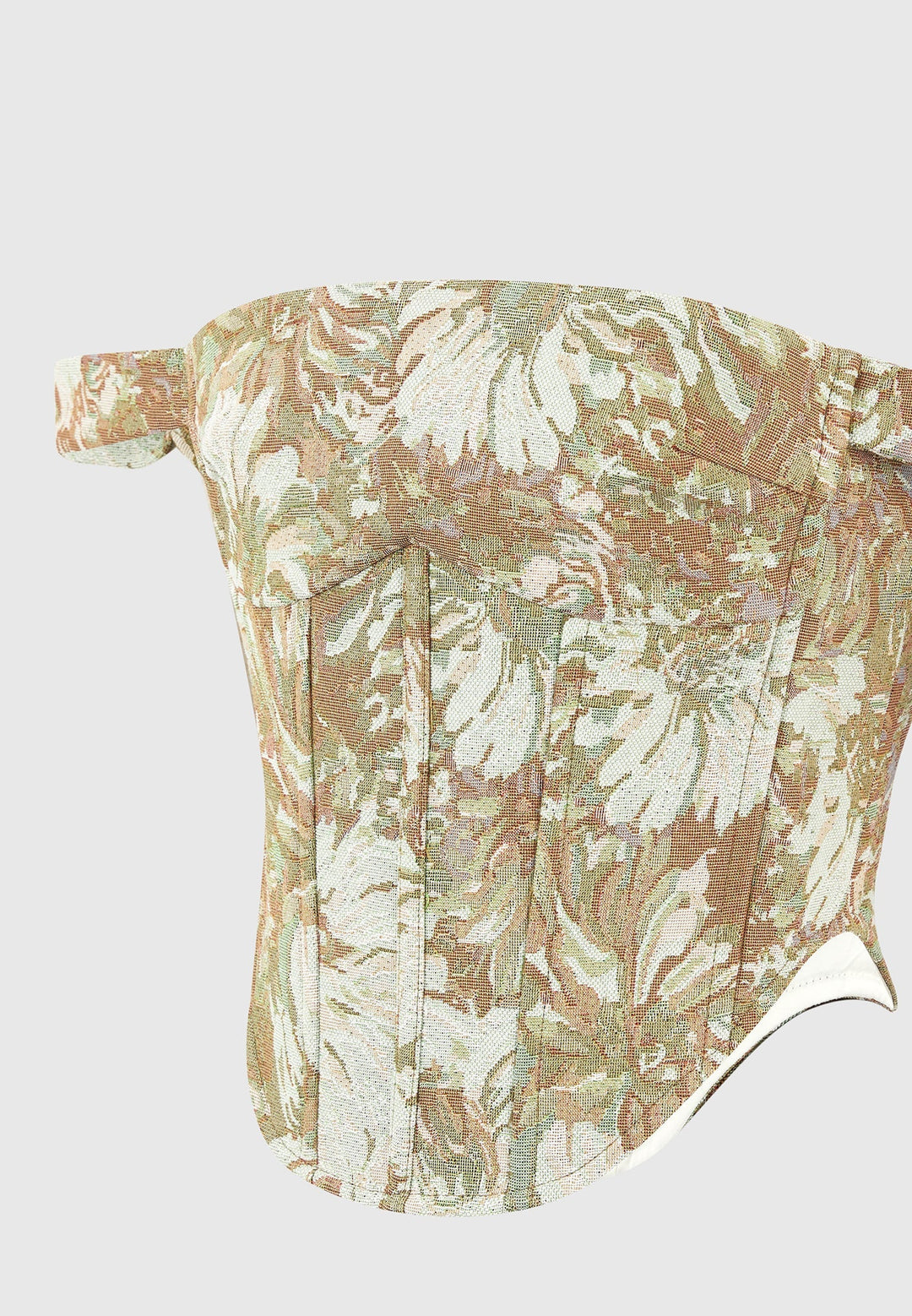 Bonnie - Jacquard Bardot Corset Top - Sage