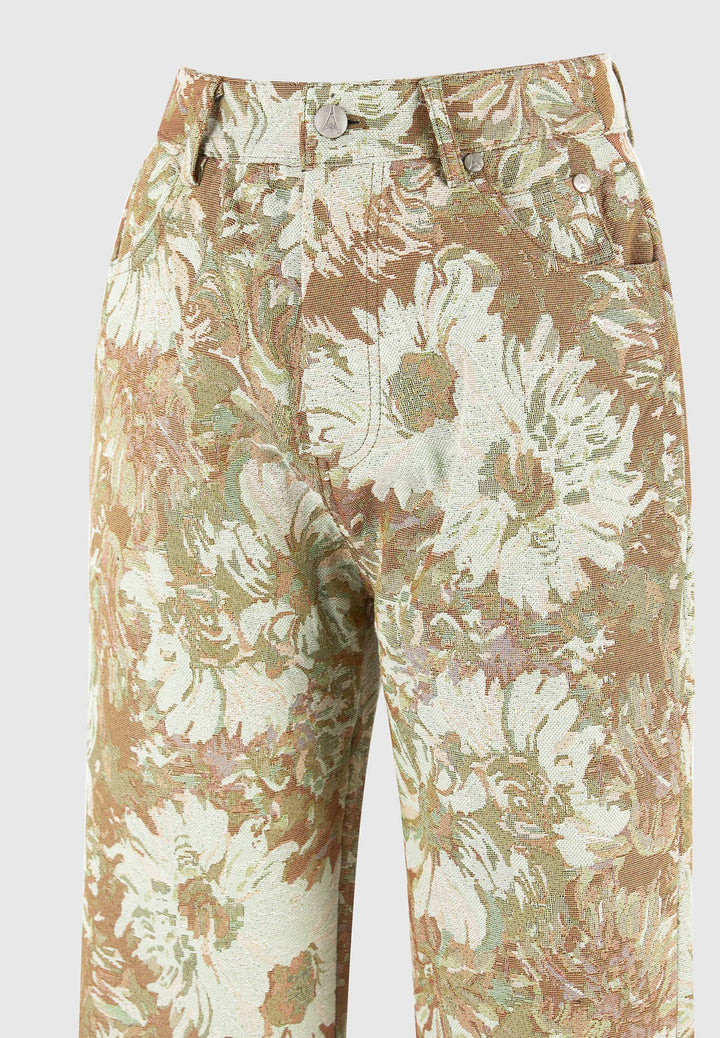 Florence - Jacquard High Rise Straight Leg Jeans - Sage