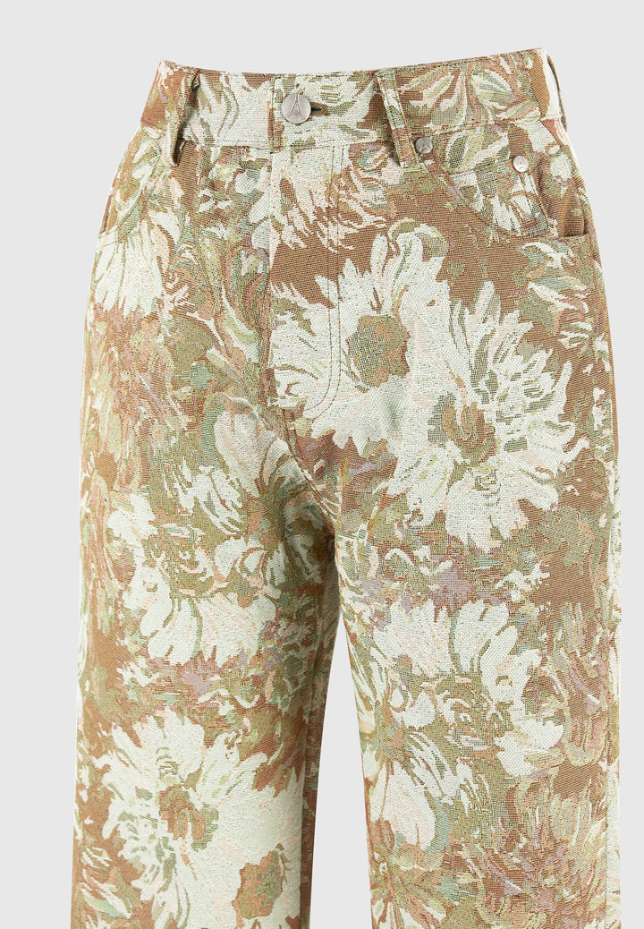 Florence - Jacquard High Rise Straight Leg Jeans - Sage