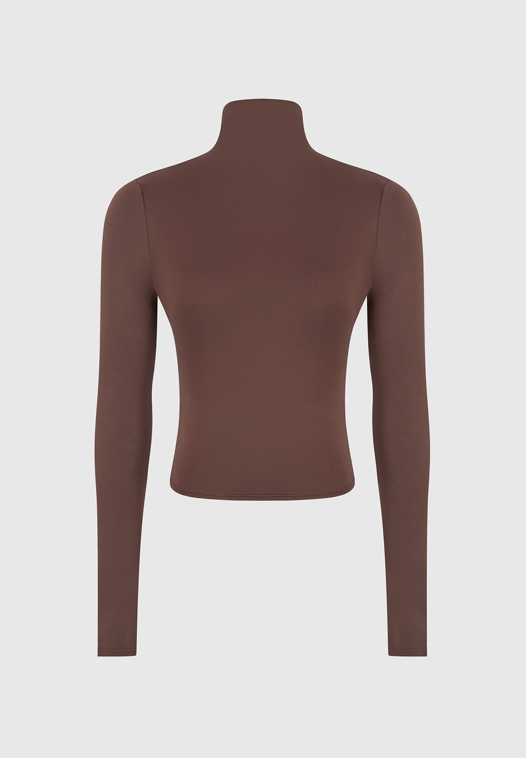 Alea - Mock Neck Long Sleeve Top - Brown