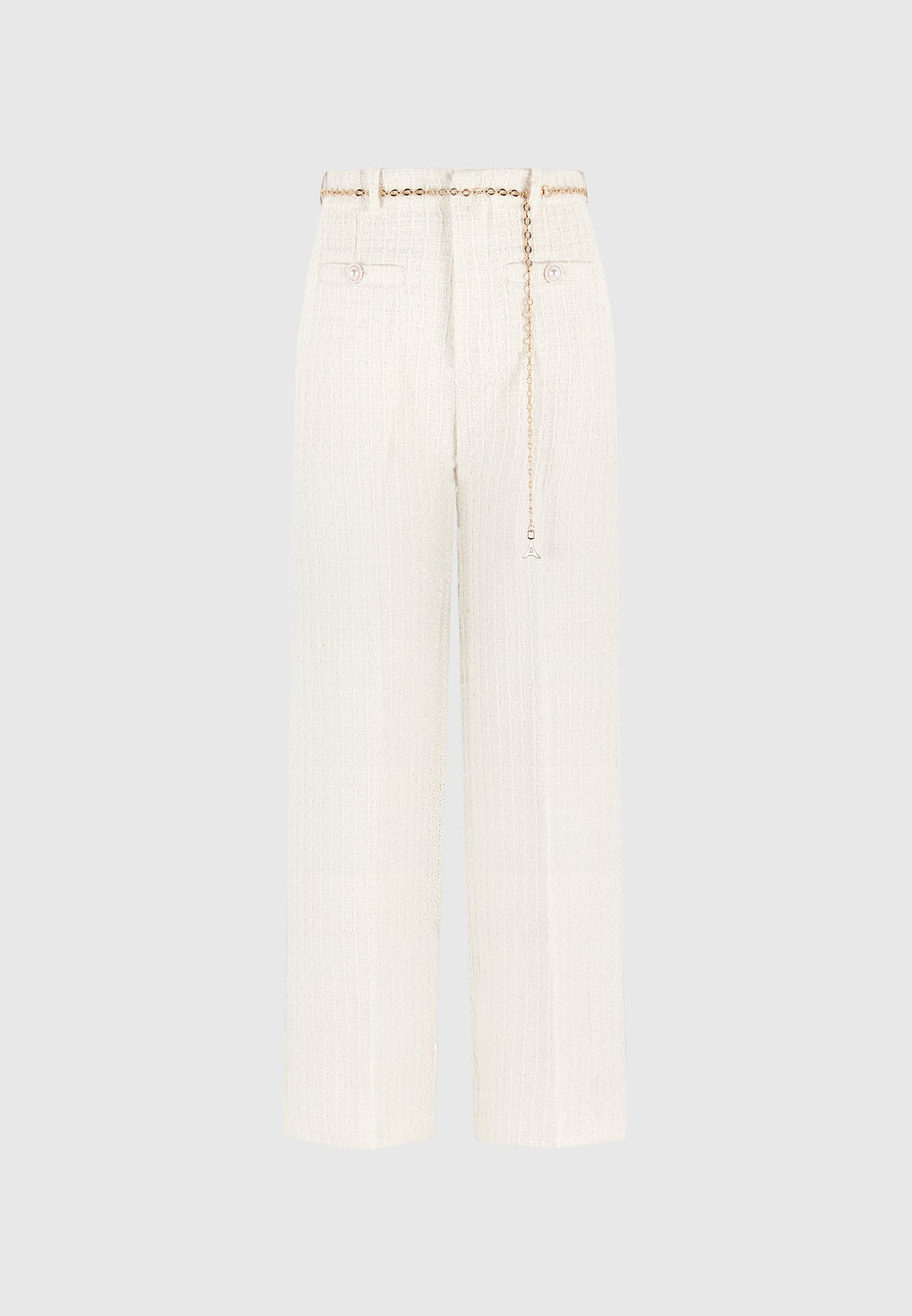Nathalie - Tweed Trousers with Belt - Cream