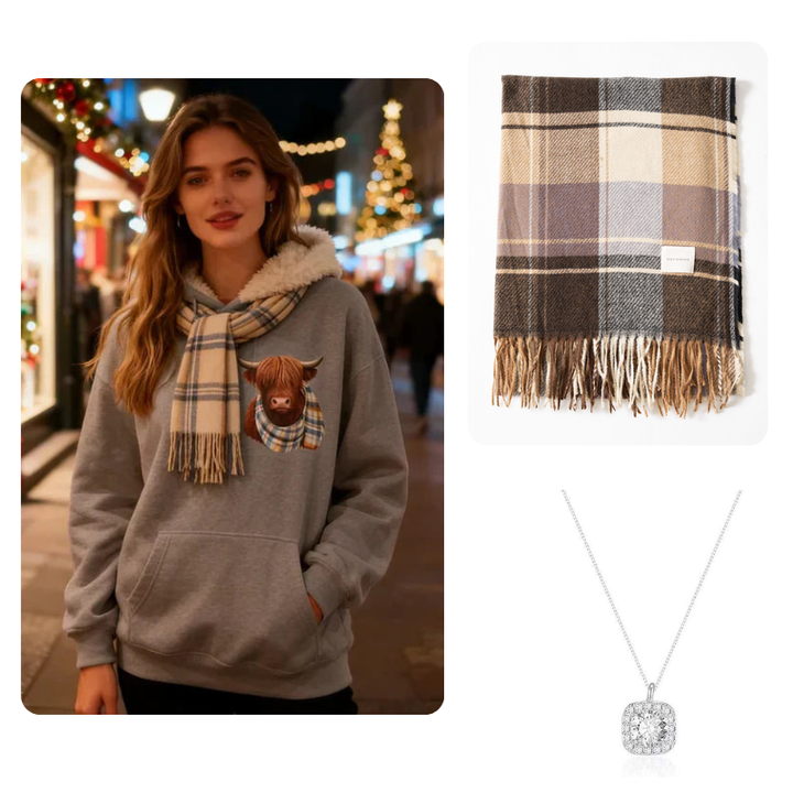 Rose | Highland Cow Cozy Fleece-Lined Hoodie