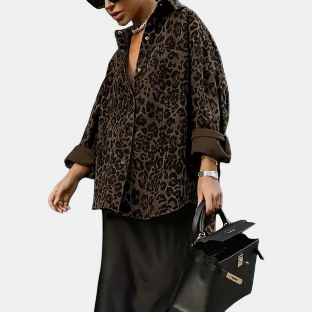 Leonora™ – Vintage Leopard Print Blouse