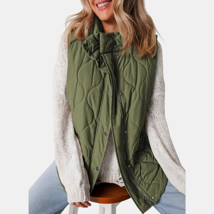 Abby | Quilted Puffer Vest (zip-up, snap button)