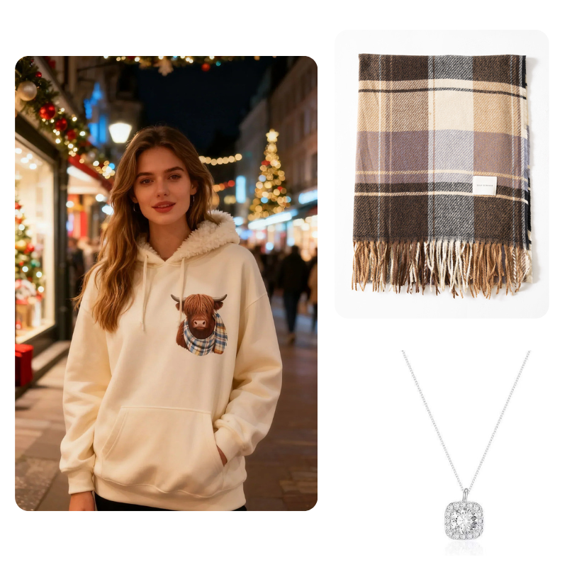 Rose | Highland Cow Cozy Fleece-Lined Hoodie