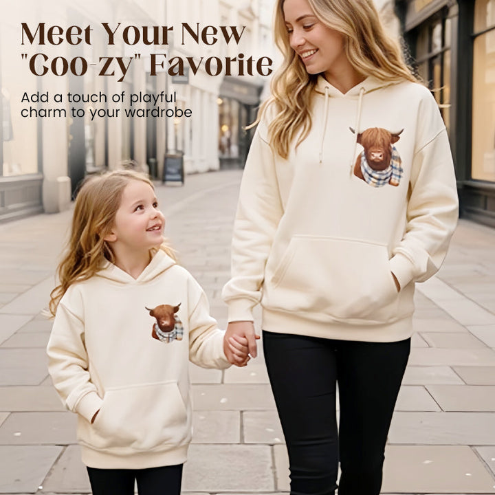 Rose | Highland Cow Cozy Fleece-Lined Hoodie
