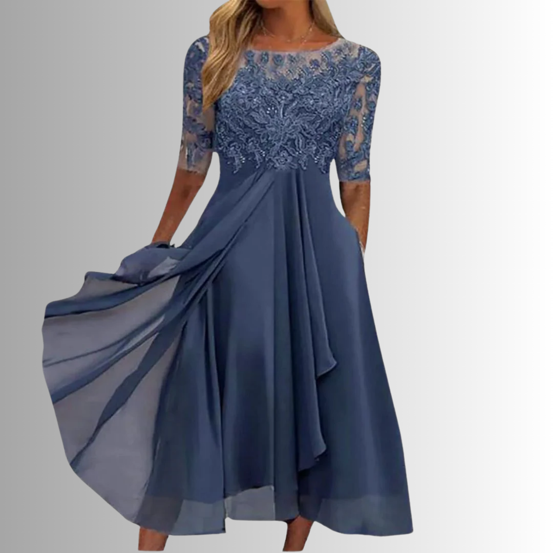 Rhonda™ | Elegant Lace Midi Dress.