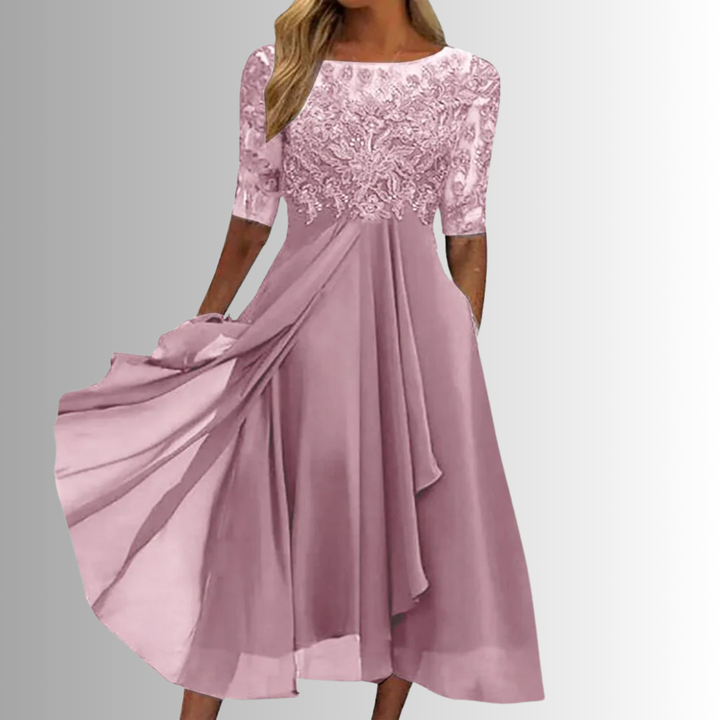 Rhonda™ | Elegant Lace Midi Dress.