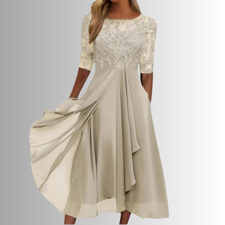 Rhonda™ | Elegant Lace Midi Dress.