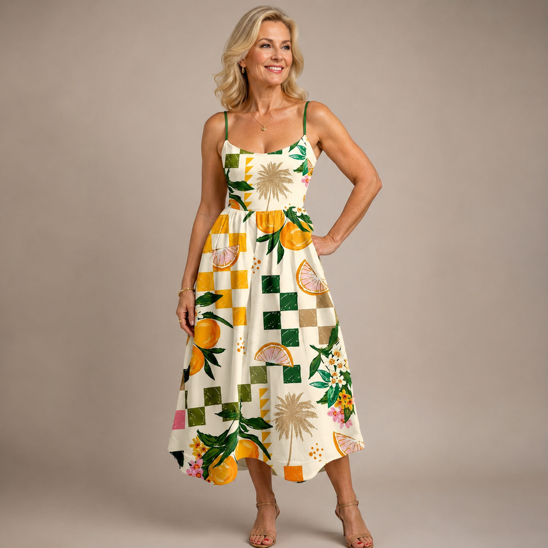 Liorabelle | Citrus Palm Midi Dress