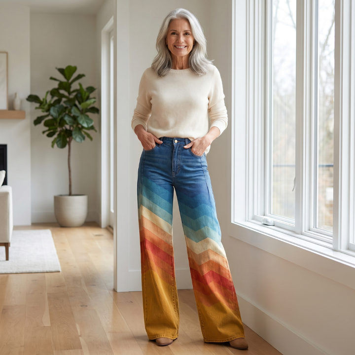 Léa - Elegant Retro Zigzag Pants