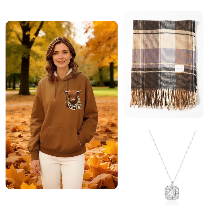 Rose | Highland Cow Cozy Fleece-Lined Hoodie