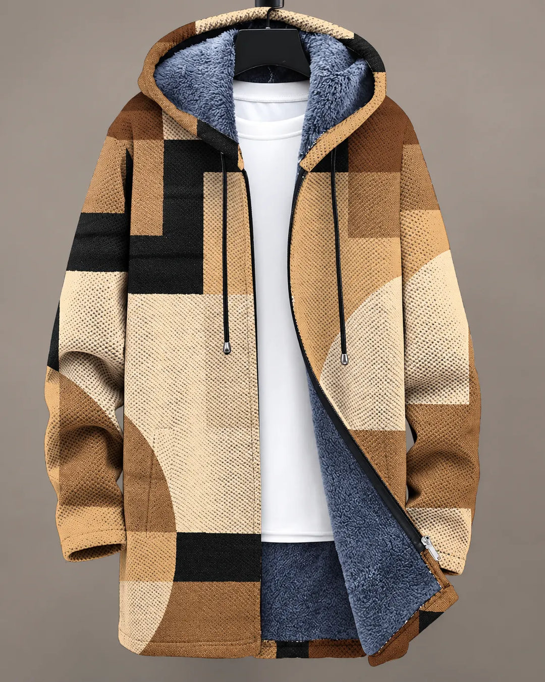 Elinor | Modern Mosaic Hooded Zip Jacket