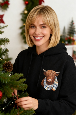Rose | Highland Cow Cozy Fleece-Lined Hoodie