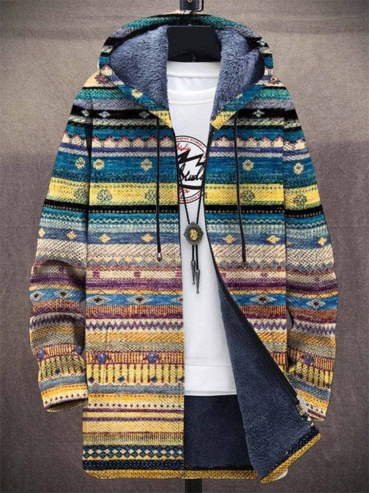 Marigold | Patterned Open Front Hooded Cardigan