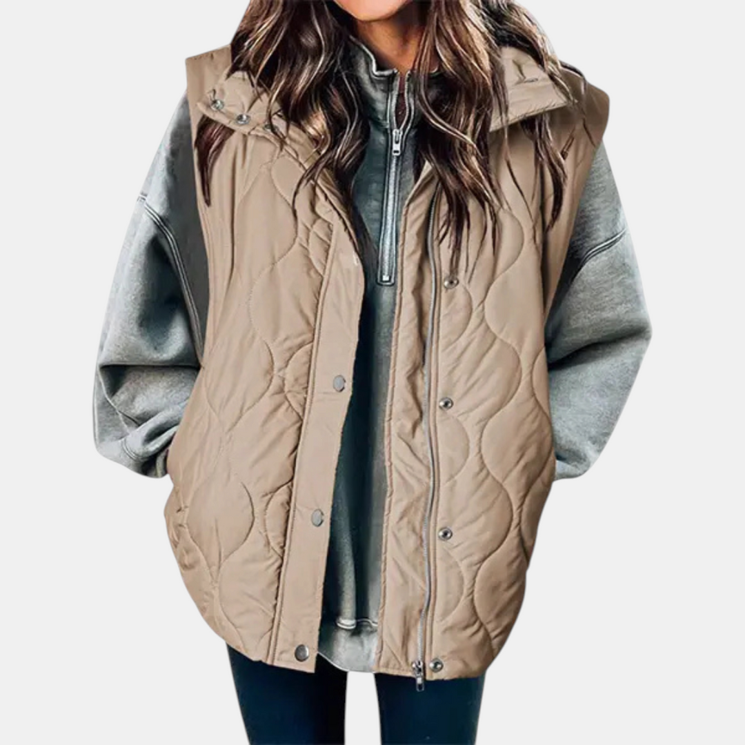 Abby | Quilted Puffer Vest (zip-up, snap button)