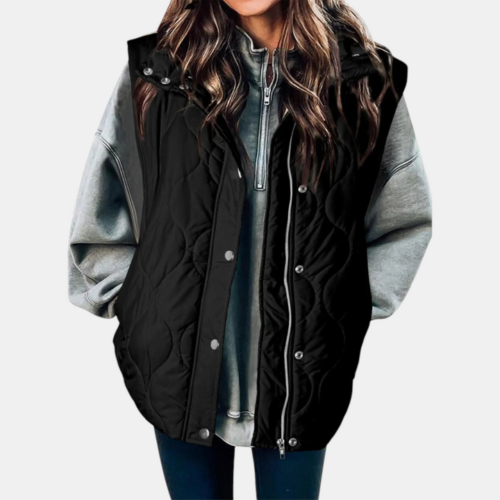 Abby | Quilted Puffer Vest (zip-up, snap button)