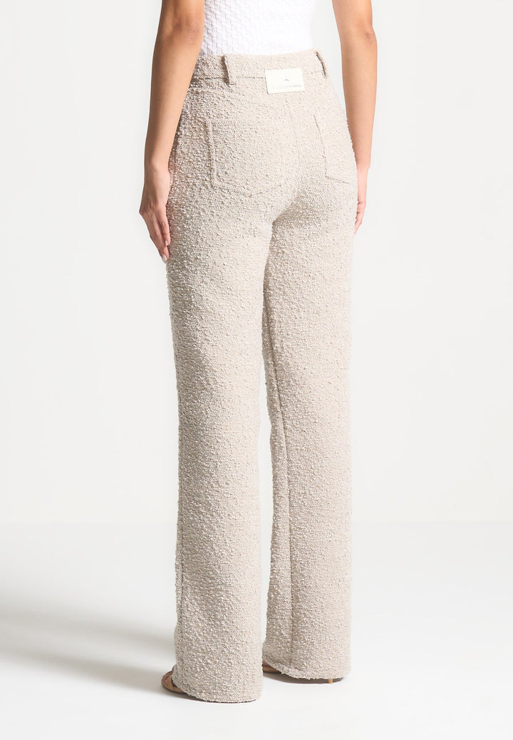 Sara - Boucle Straight Leg Jeans - Beige