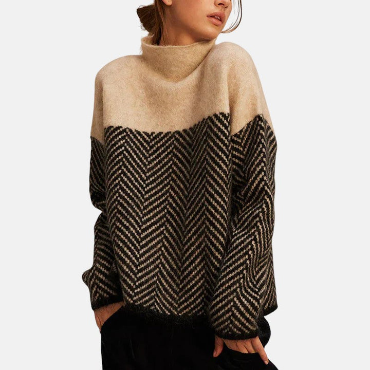 Elise | Herringbone Turtleneck Sweater