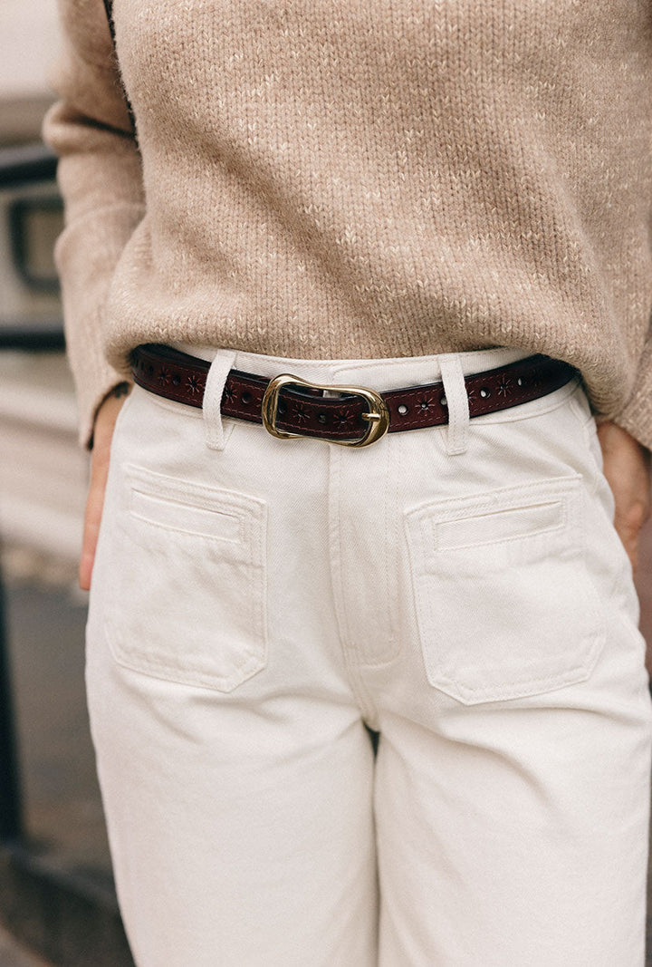 Brown Textured Leather Belt