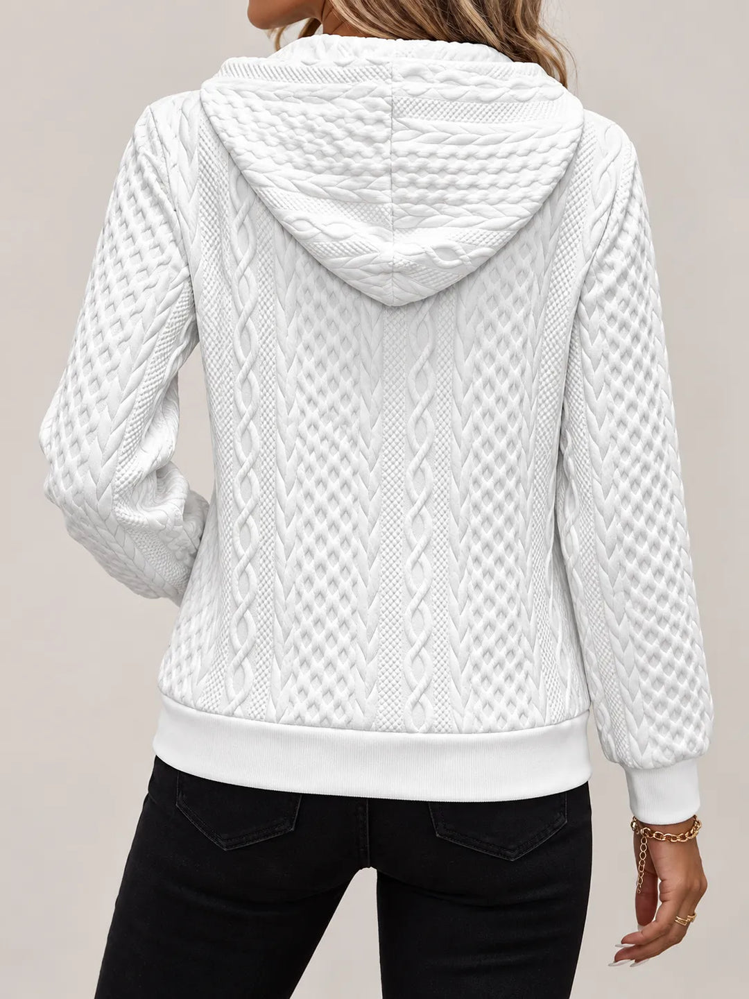 Catriona | Cosy Cable-Textured Zip Hoodie