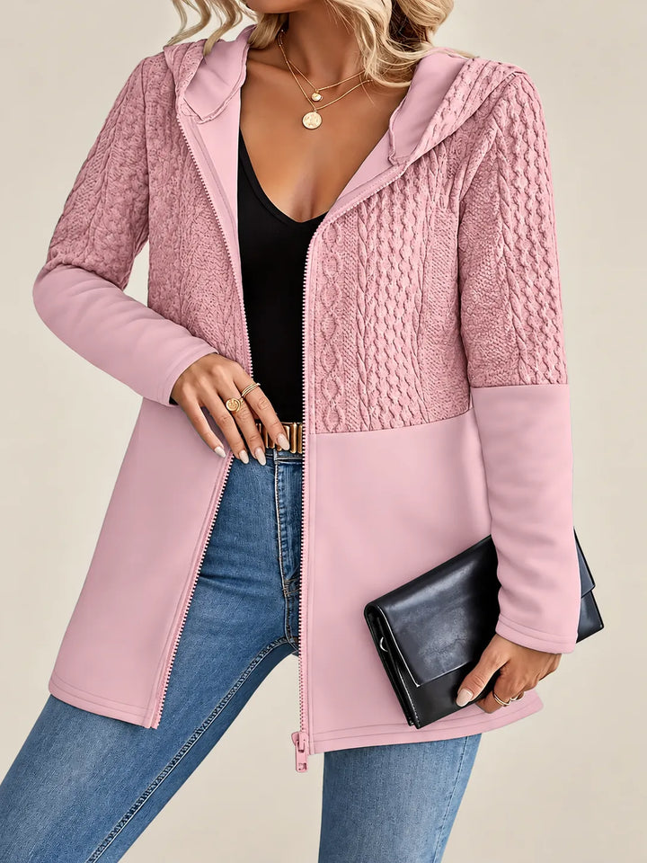Elina | Textured Zip-Up Hooded Jacket