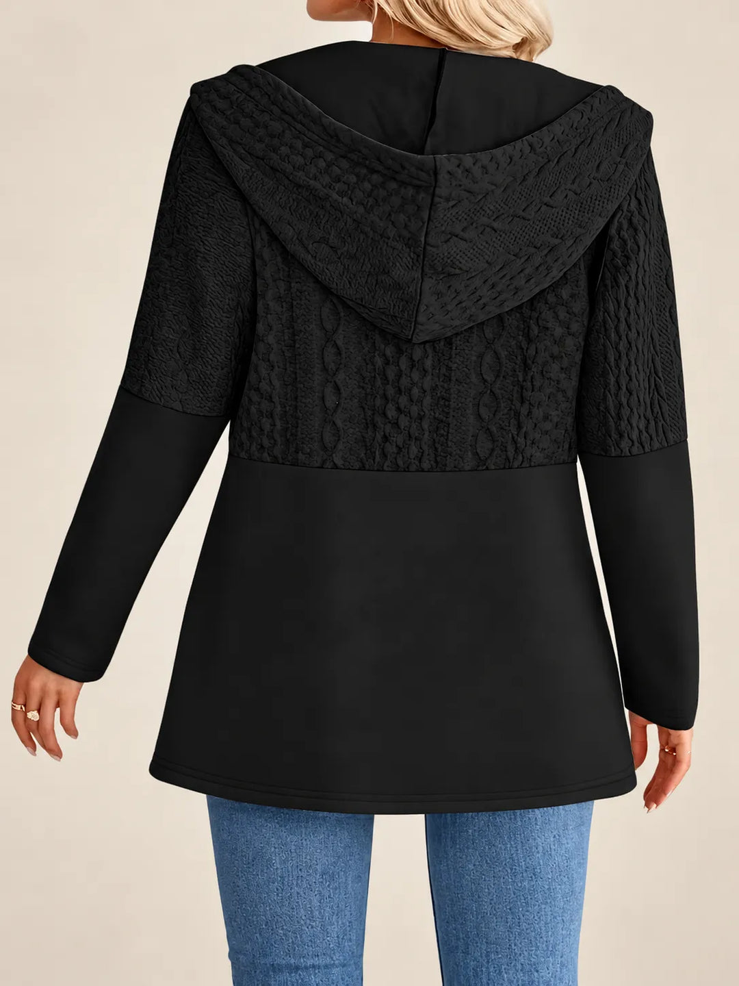 Elina | Textured Zip-Up Hooded Jacket